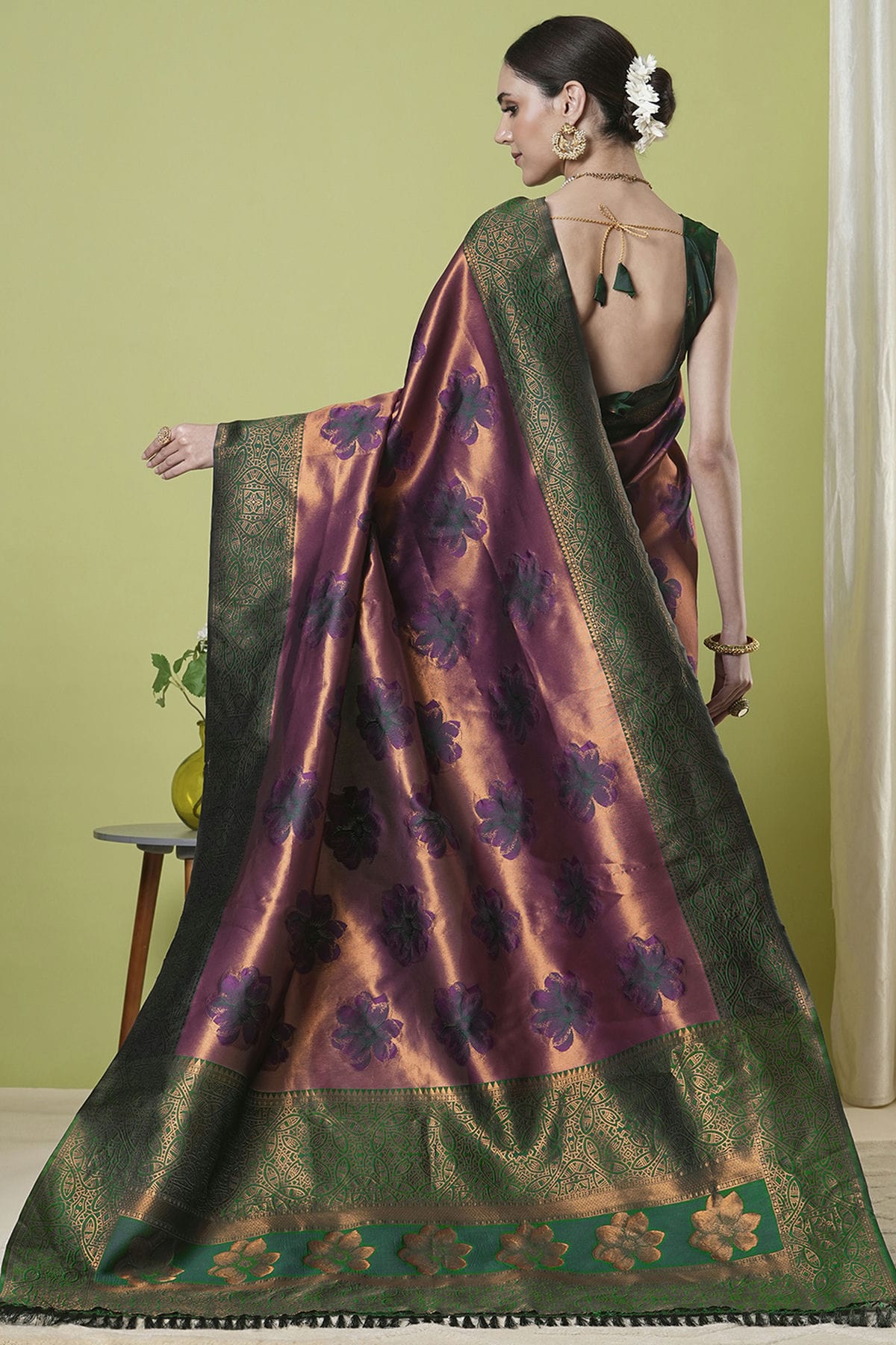 Wine Colour Banarasi Silk Traditional Saree VSSD1112637