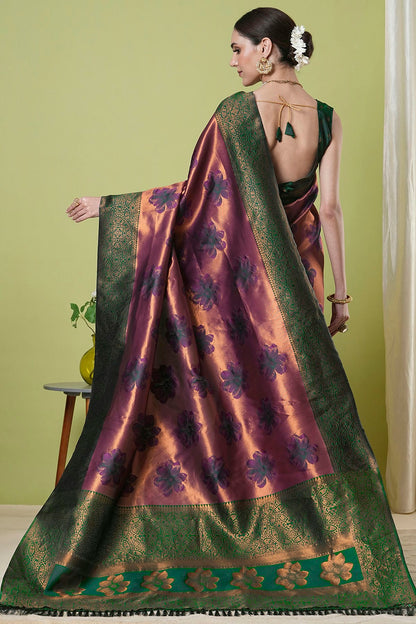 Wine Colour Banarasi Silk Traditional Saree VSSD1112637