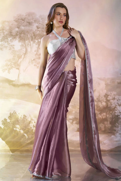 Wine-Colour-Burberry-Organza-Saree-VSSD1112723