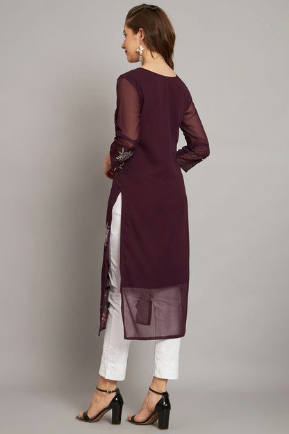 Wine Colour Georgette Kurti VSKR1111213