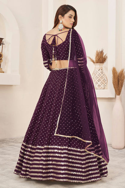 Wine Colour Georgette Lehenga Choli