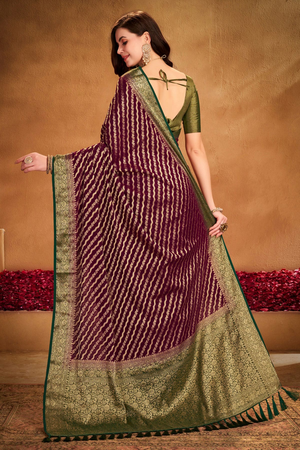 Wine Colour Georgette Traditional Saree