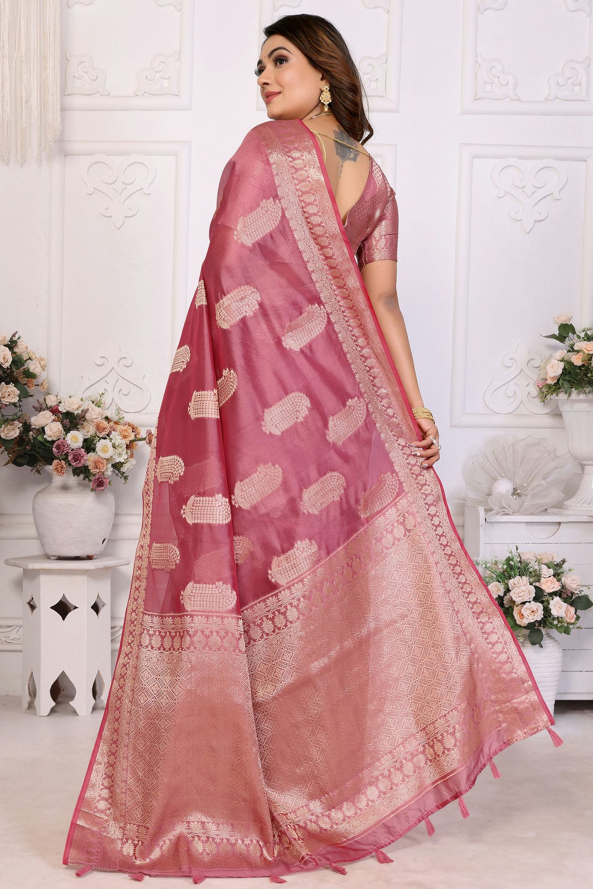 Wine Colour Organza Traditional Saree VSSD1112715