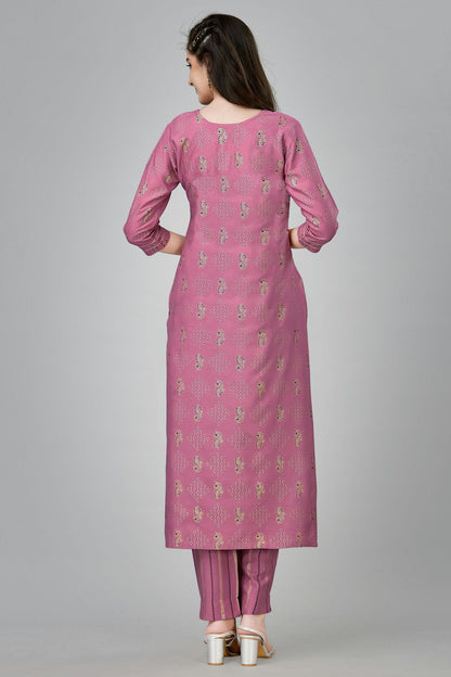 Wine Colour Rayon Kurta And Pant Set VSKR1111319