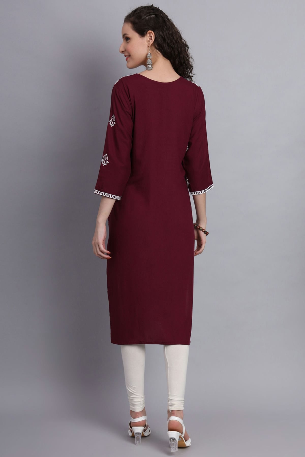 Wine Colour Rayon Kurti VSKR1111126