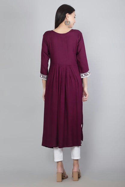 Wine Colour Rayon Kurti VSKR1111132