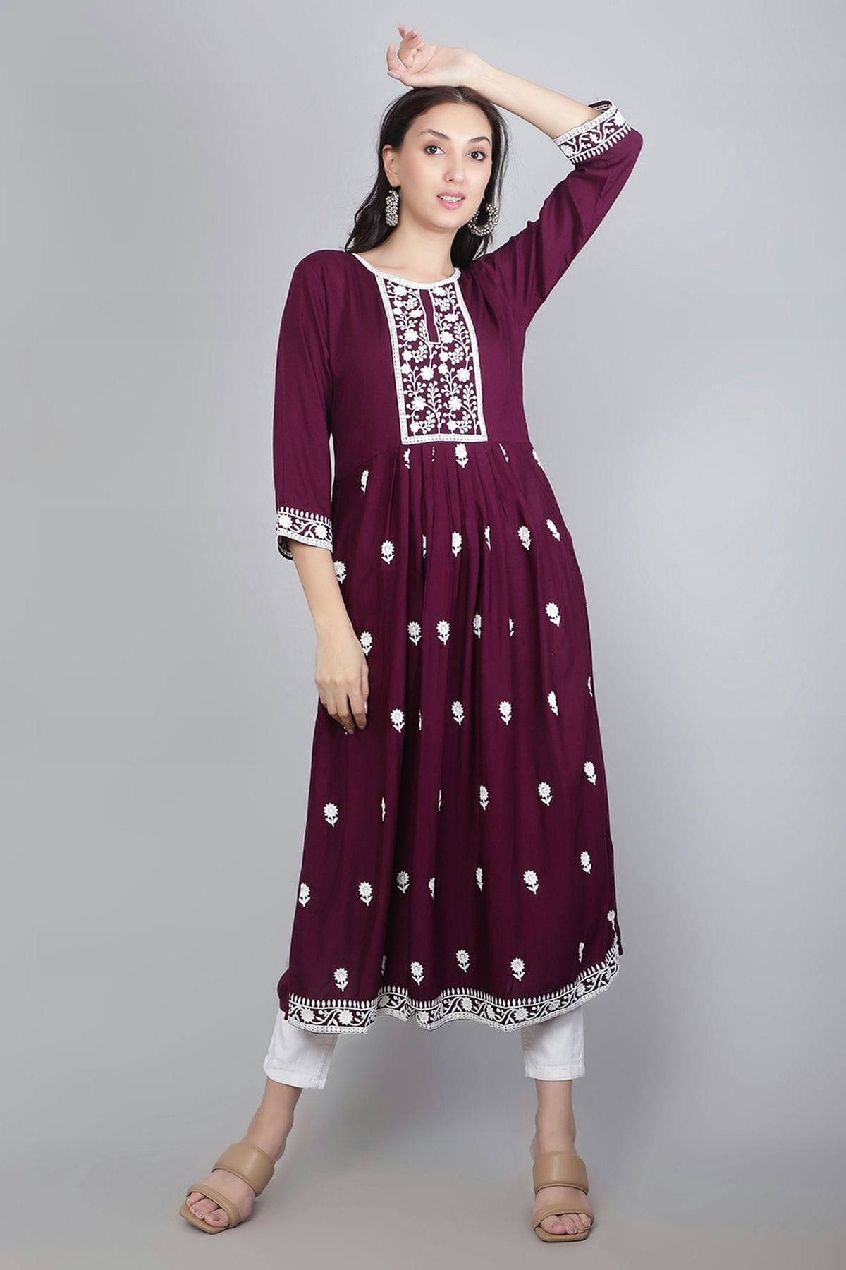 Wine Colour Rayon Kurti