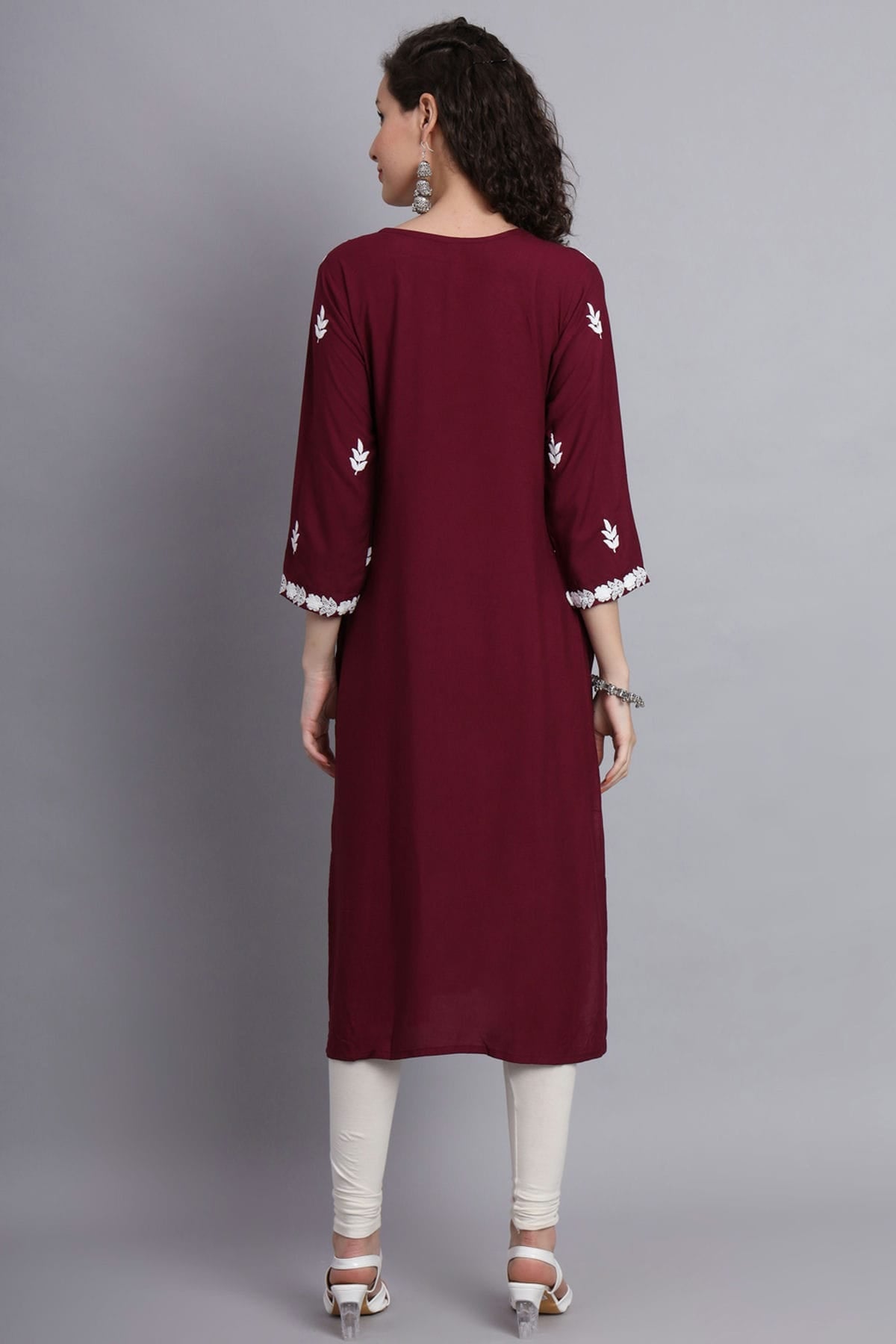 Wine Colour Rayon Kurti VSKR1111148