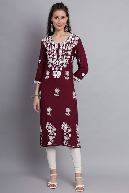 Wine Colour Rayon Kurti