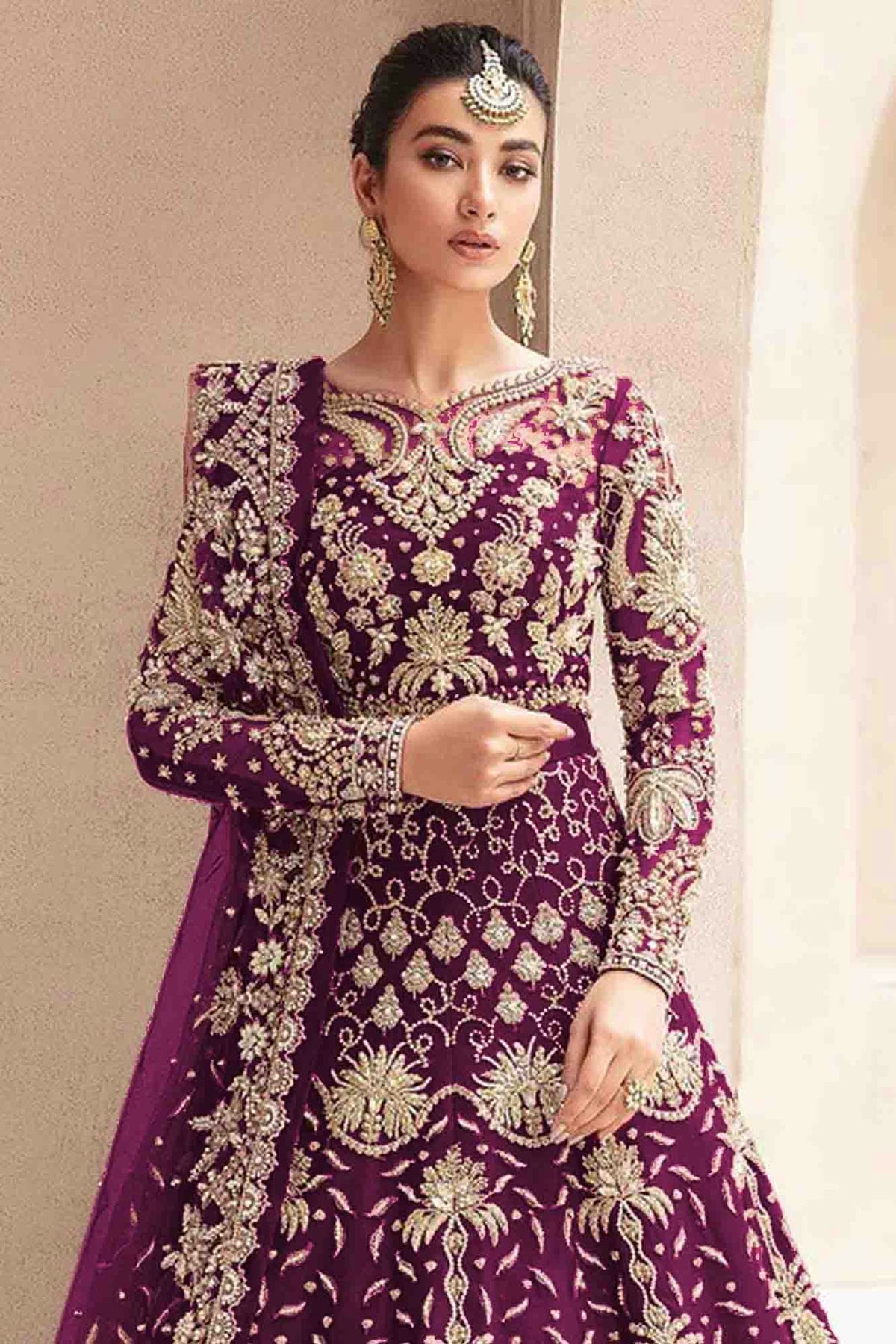 Wine Colour Semi Stitched Butterfly Net Anarkali Suit VSSM1140700