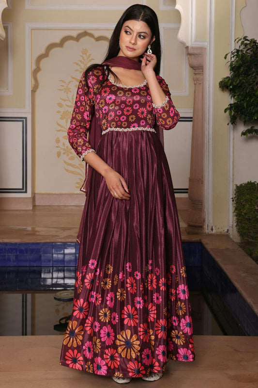 Wine-Colour-Semi-Stitched-Chinon-Silk-Anarkali-Suit-VSSM1170038