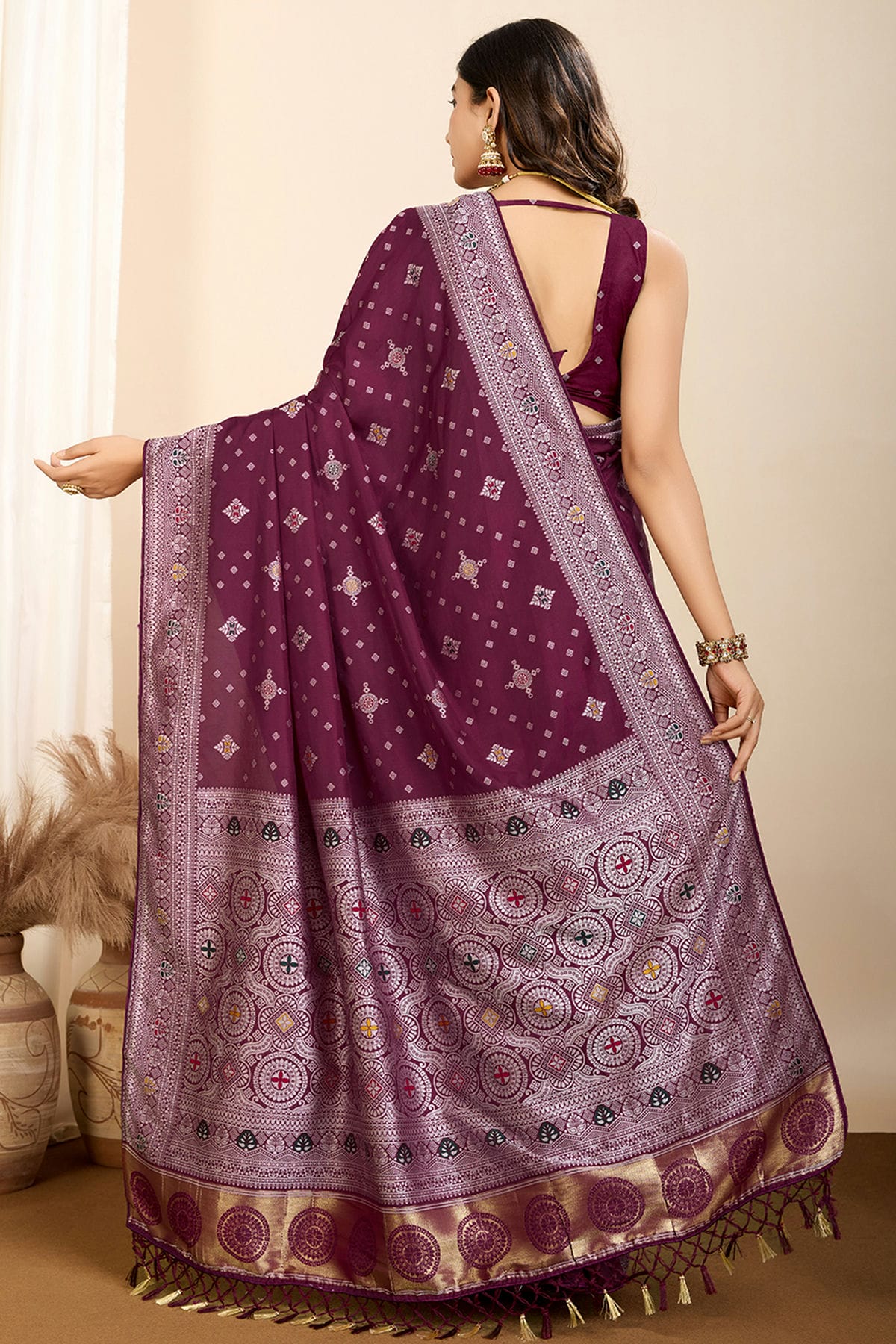 Wine Colour Soft Silk Traditional Saree VSSD1112702