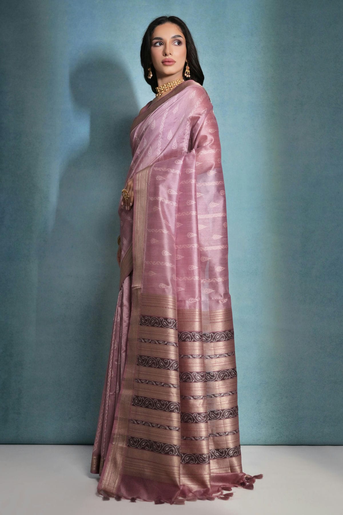 Wine Colour Tussar Silk Saree