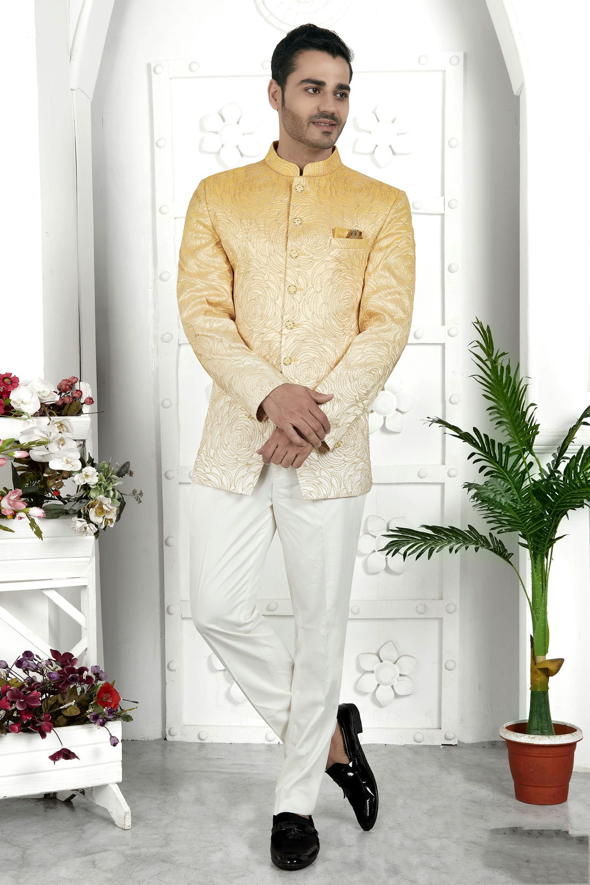 Yellow Colour Art Silk Jodhpuri Jacket