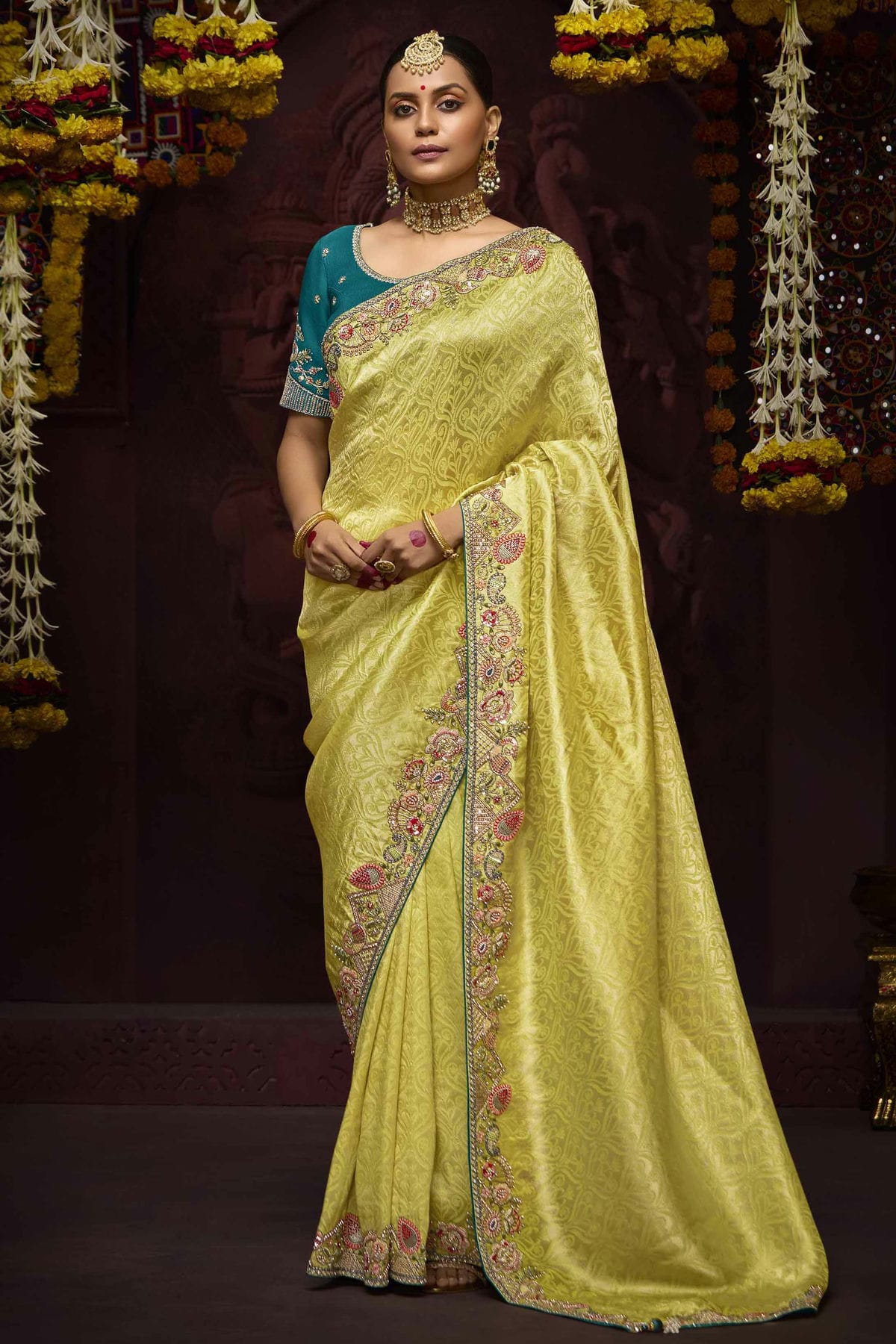 Yellow Colour Banarasi Kanjivram Designer Saree