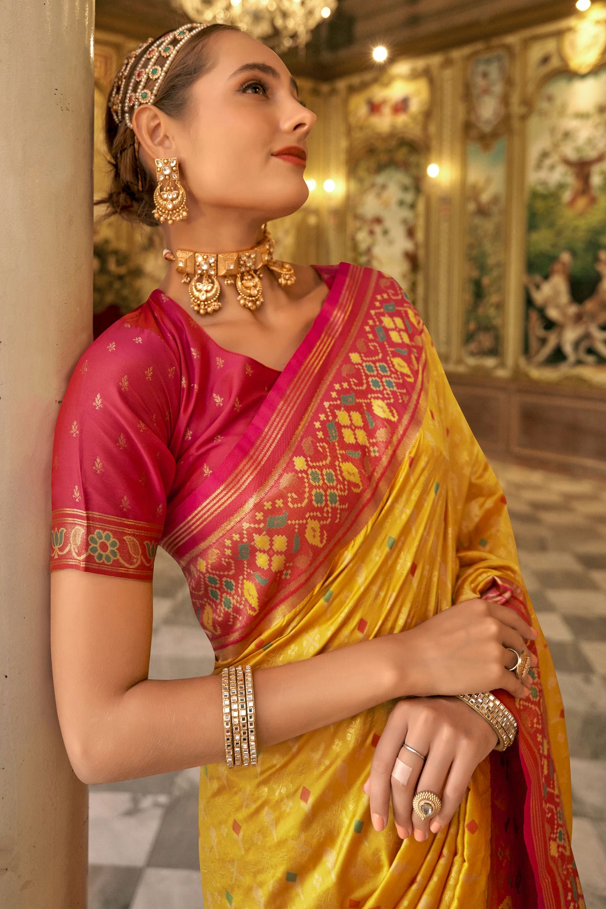 Yellow Colour Banarasi Silk Saree