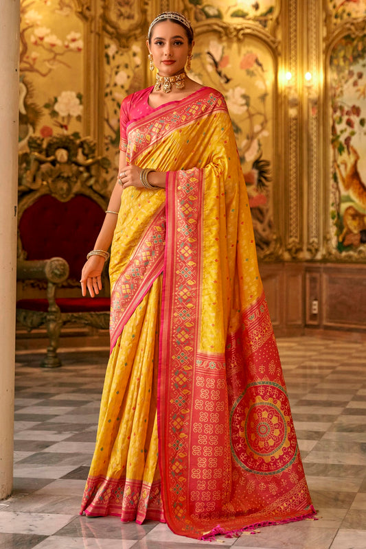 Yellow Colour Banarasi Silk Saree