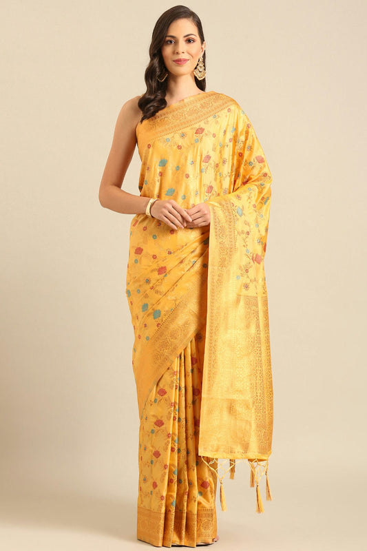 Yellow Colour Banarasi Silk Traditional Saree