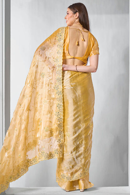 Yellow Colour Burburry Designer Saree