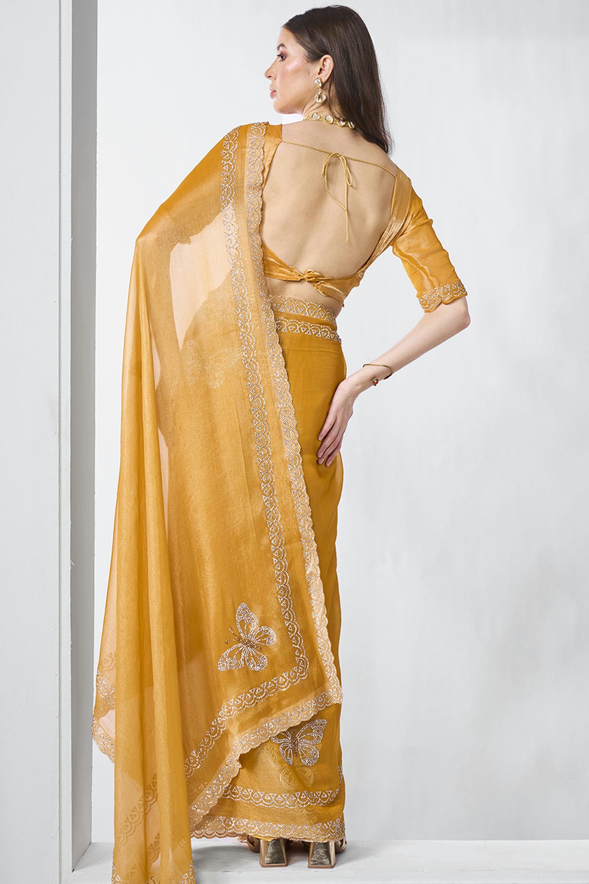 Yellow Colour Burburry Designer Saree