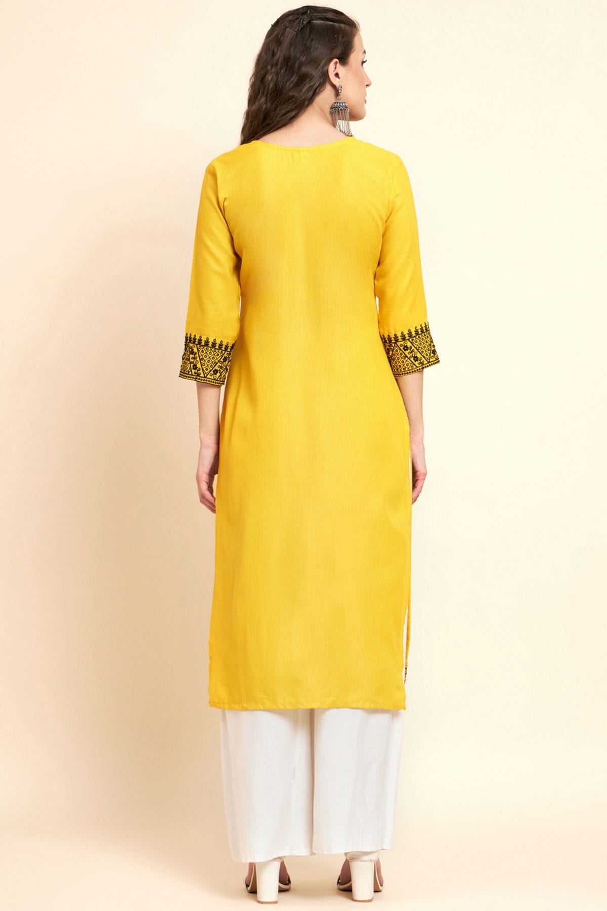 Yellow Colour Cotton Kurti VSKR1111058