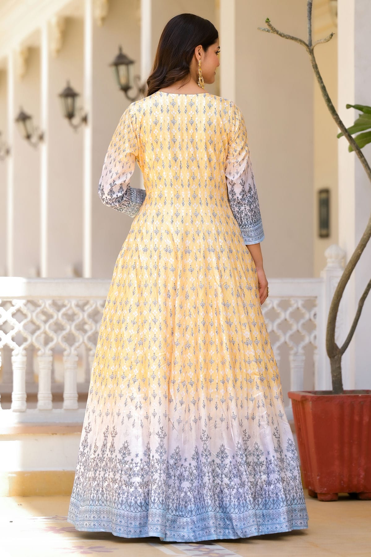 Yellow Colour Dola Silk Stitched Gown VSGW1112324