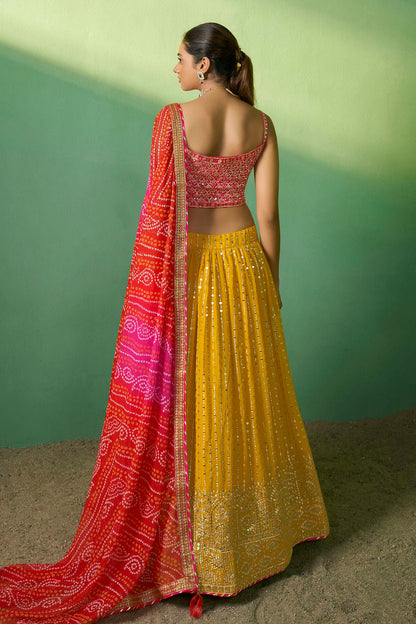 Yellow Colour Embroidery Georgette Lehenga Choli