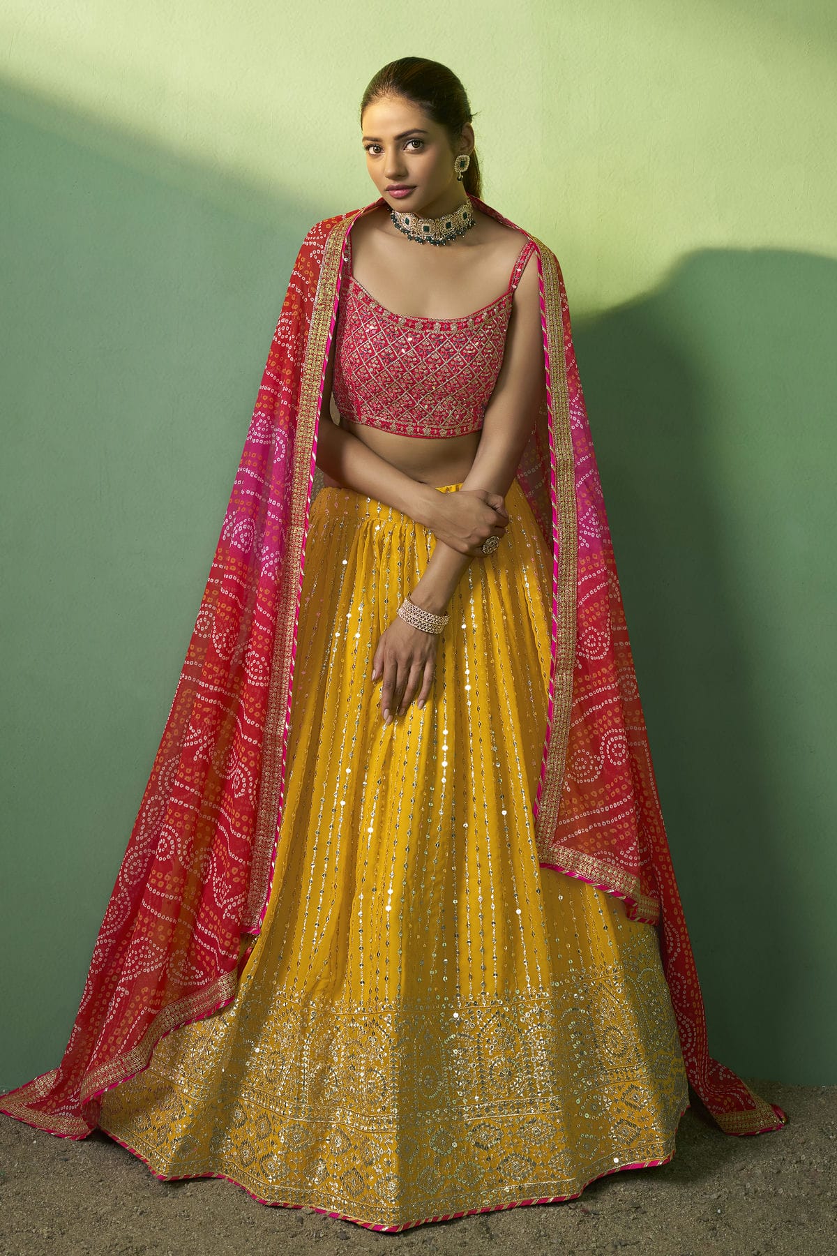 Yellow Colour Embroidery Georgette Lehenga Choli