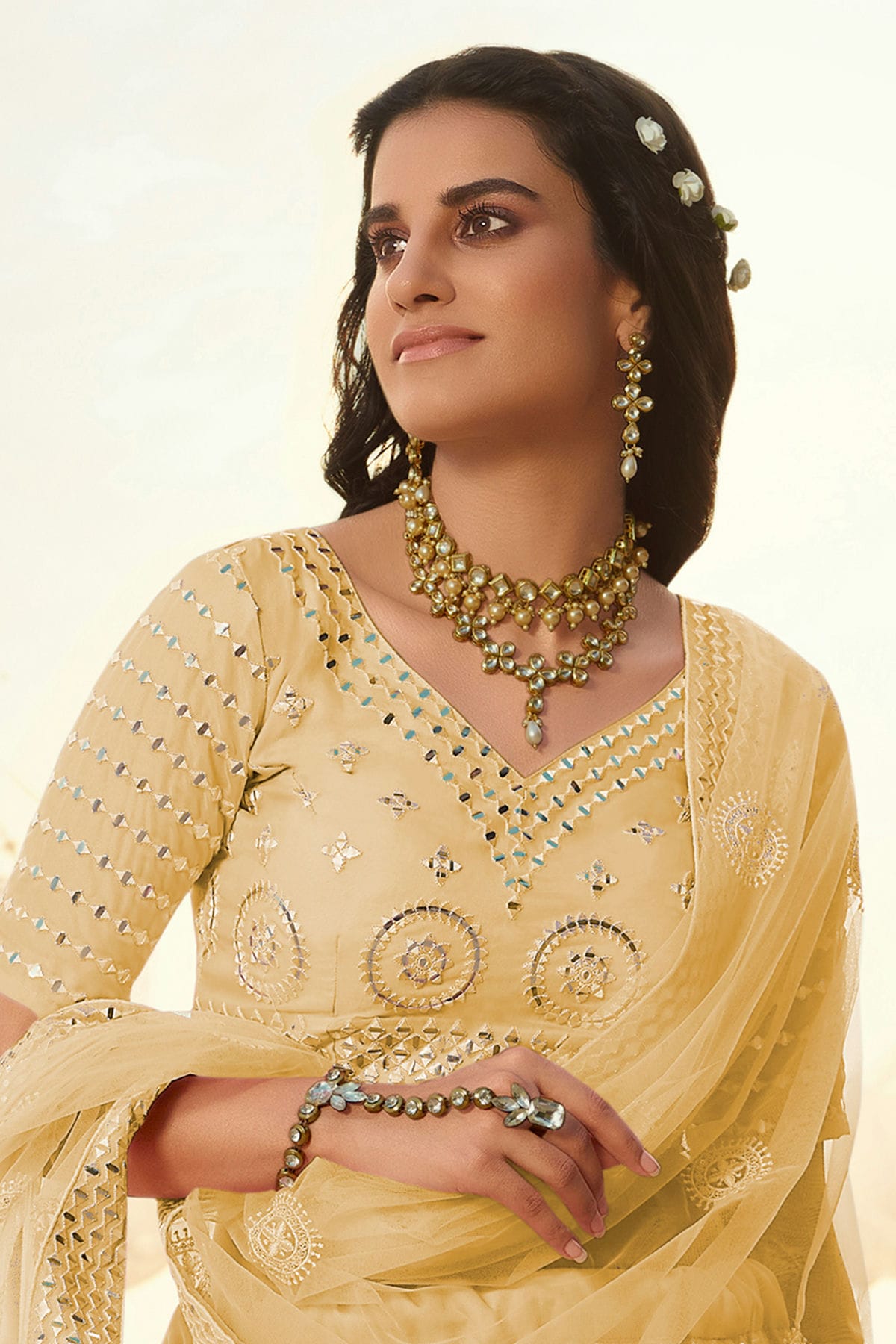 Yellow Colour Embroidery Organza Lehenga Choli