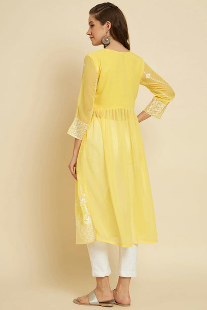 Yellow Colour Georgette Kurti VSKR1111036