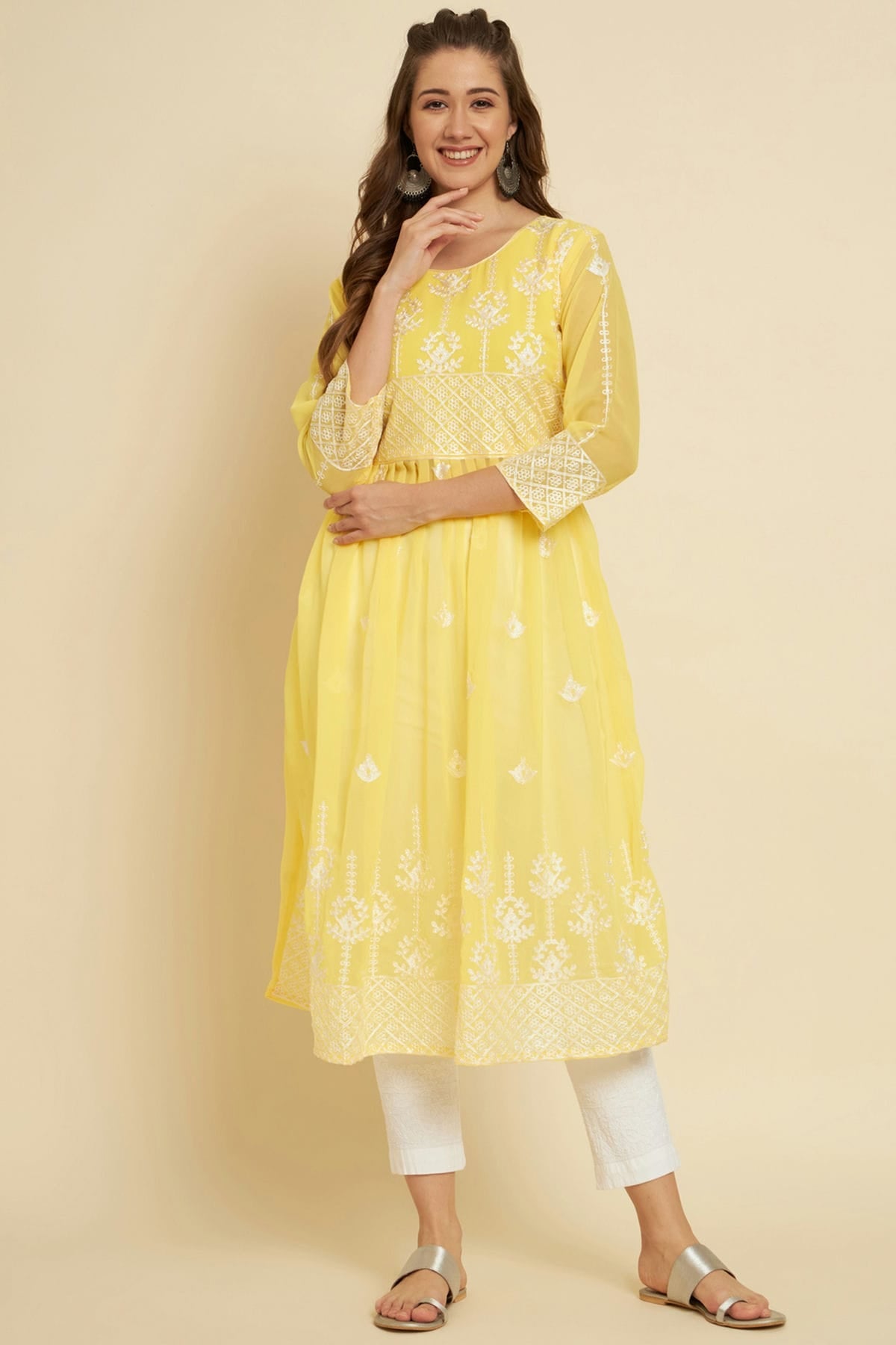 Yellow Colour Georgette Kurti