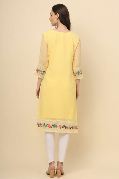 Yellow Colour Georgette Kurti VSKR1111193