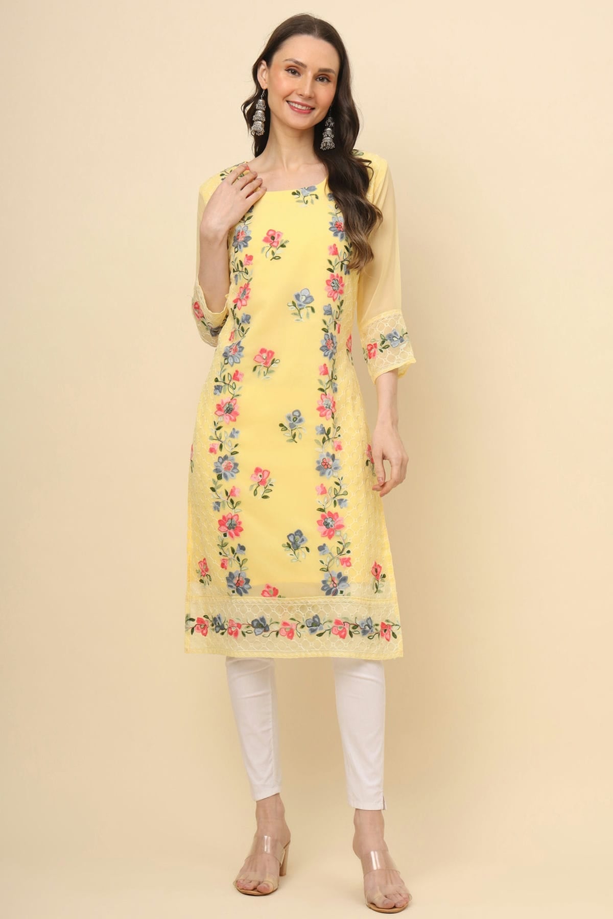 Yellow Colour Georgette Kurti