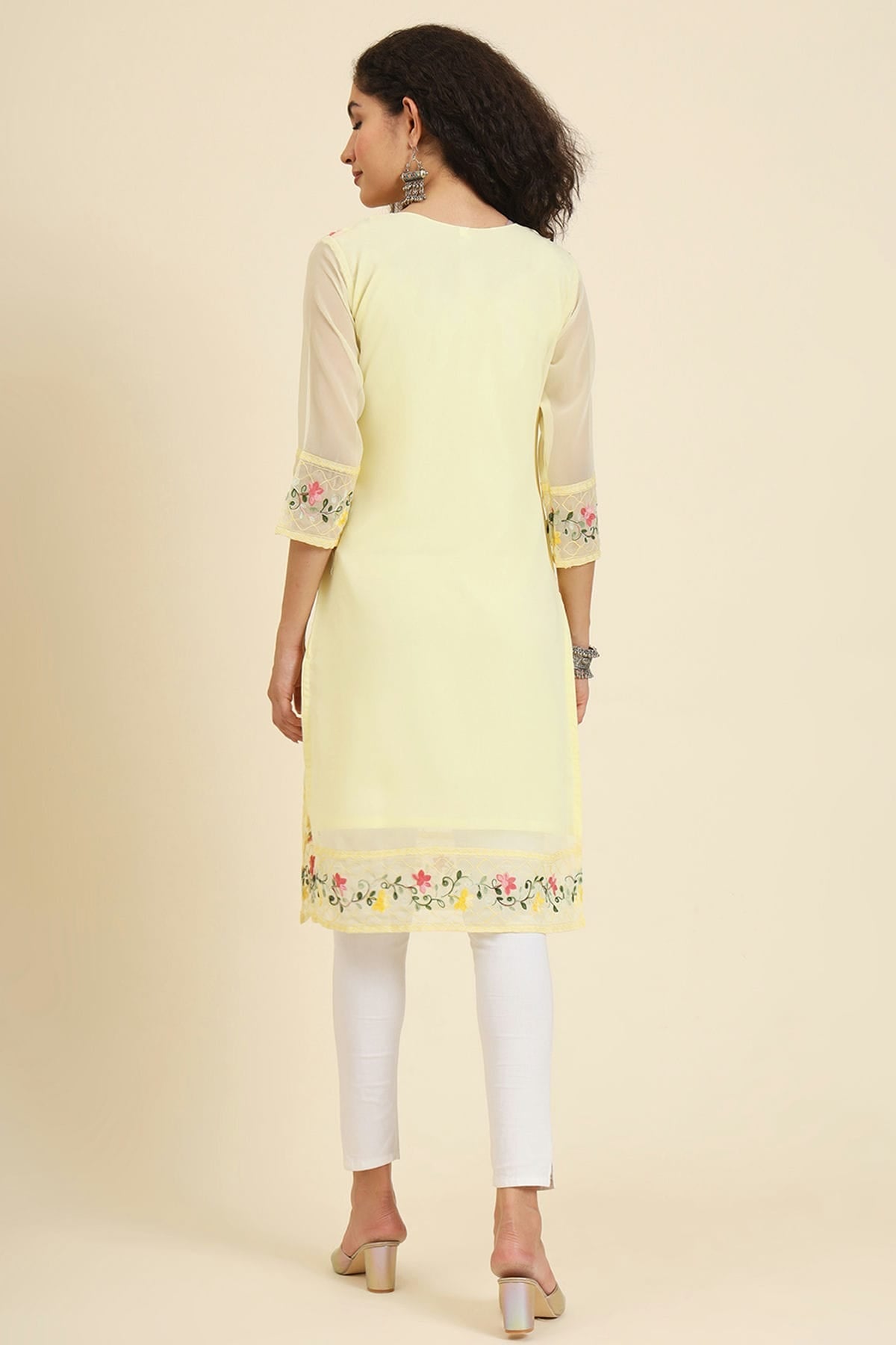 Yellow Colour Georgette Kurti VSKR1111237