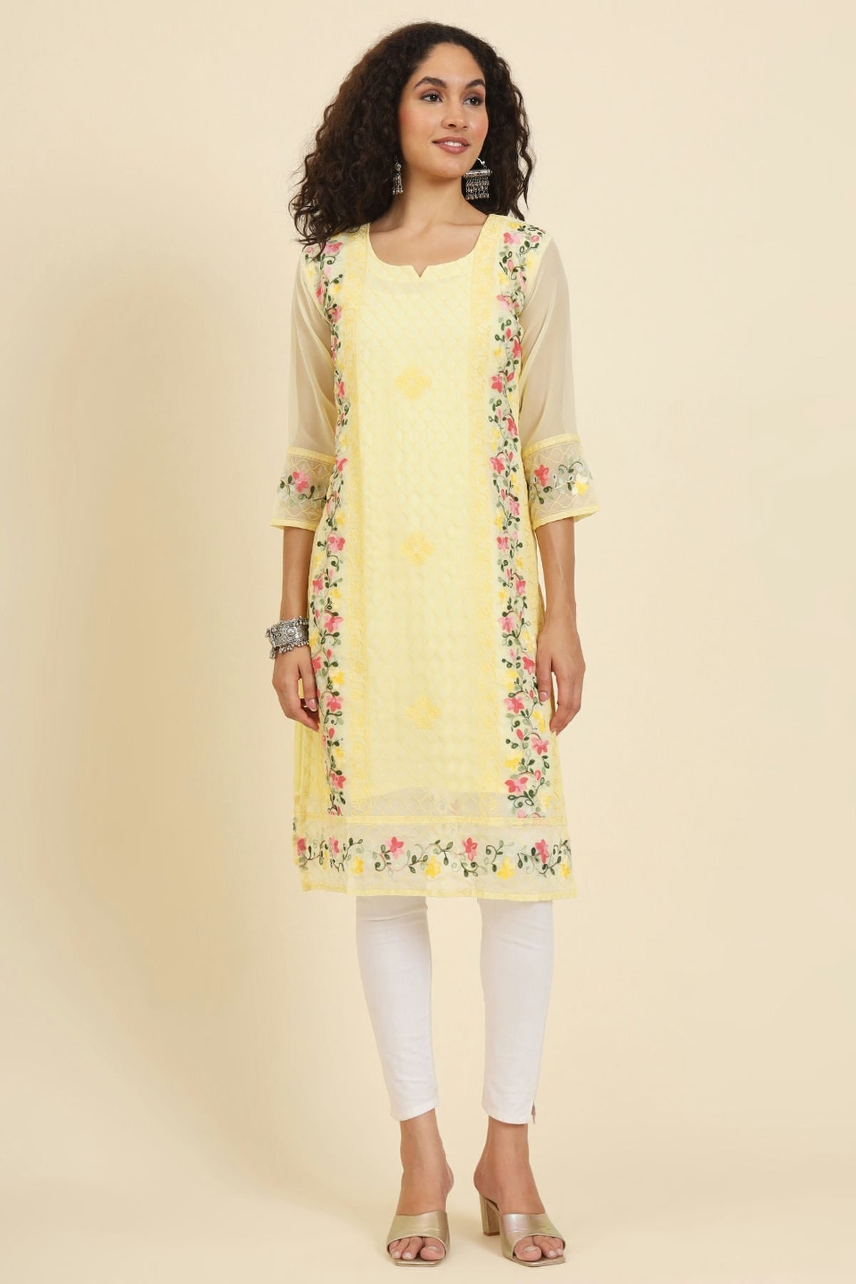 Yellow Colour Georgette Kurti