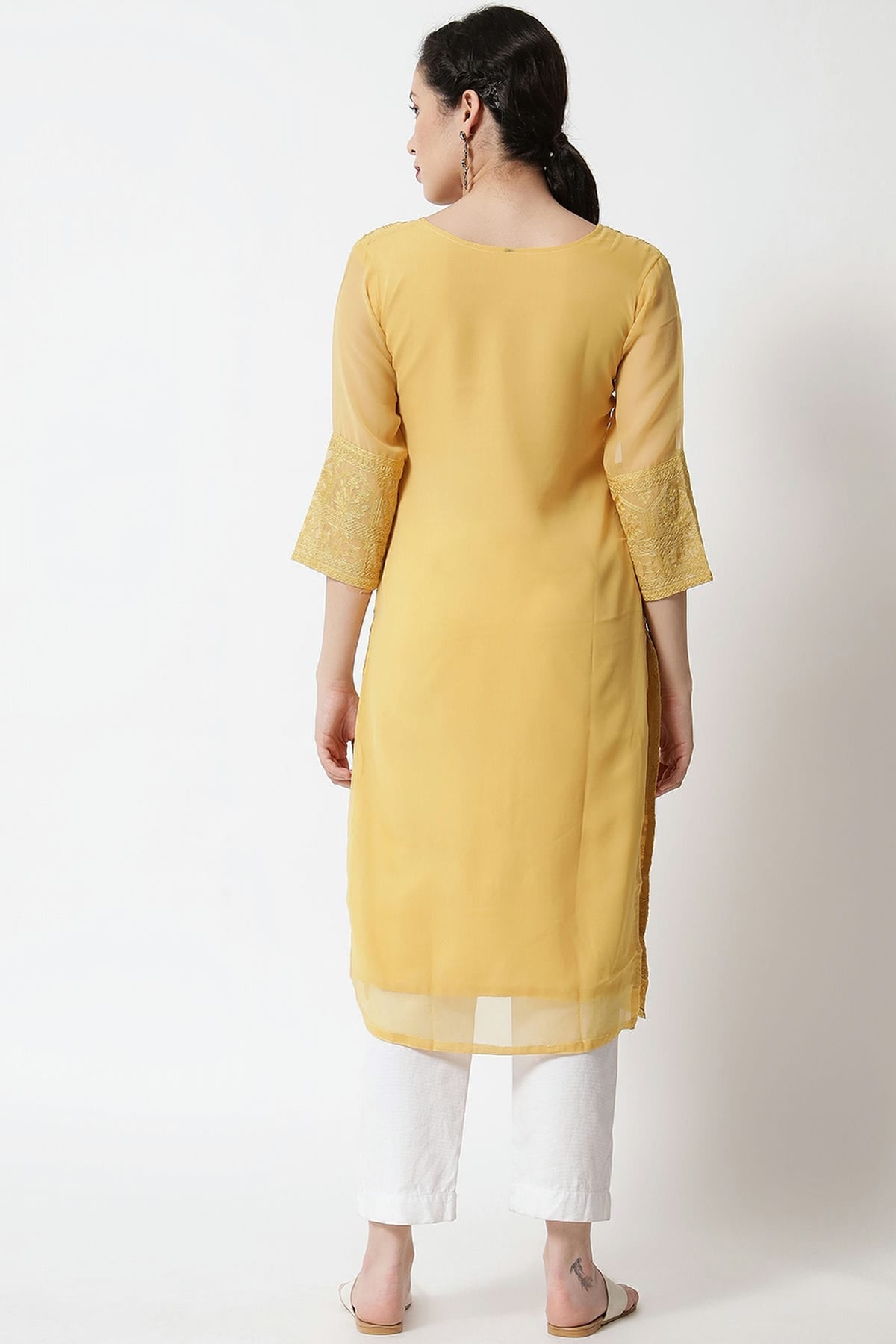 Yellow Colour Georgette Kurti VSKR1111276