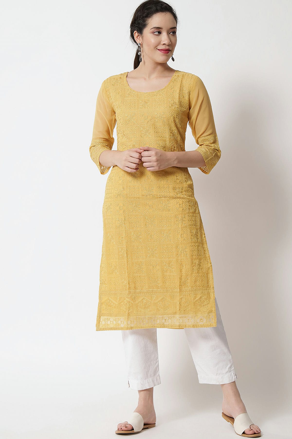 Yellow Colour Georgette Kurti