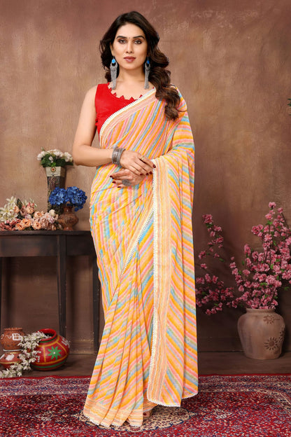 Yellow Colour Georgette Ready To Wear Saree