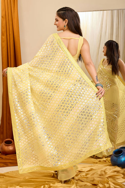 Yellow Colour Georgette Saree