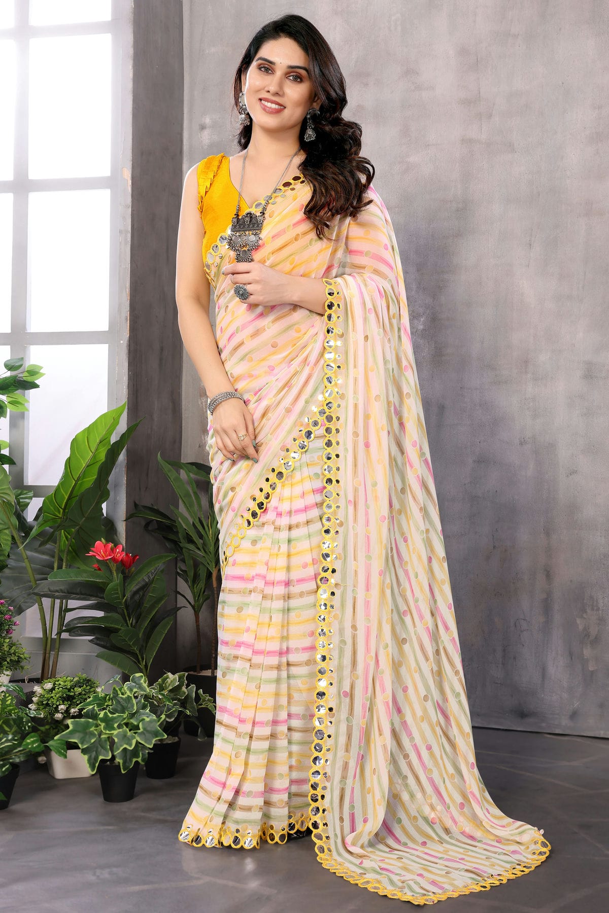 Yellow Colour Georgette Saree