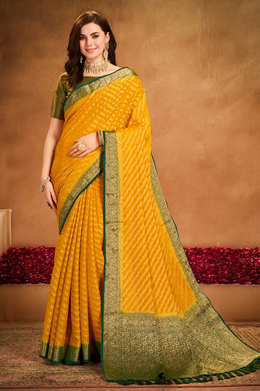 Yellow Colour Georgette Traditional Saree