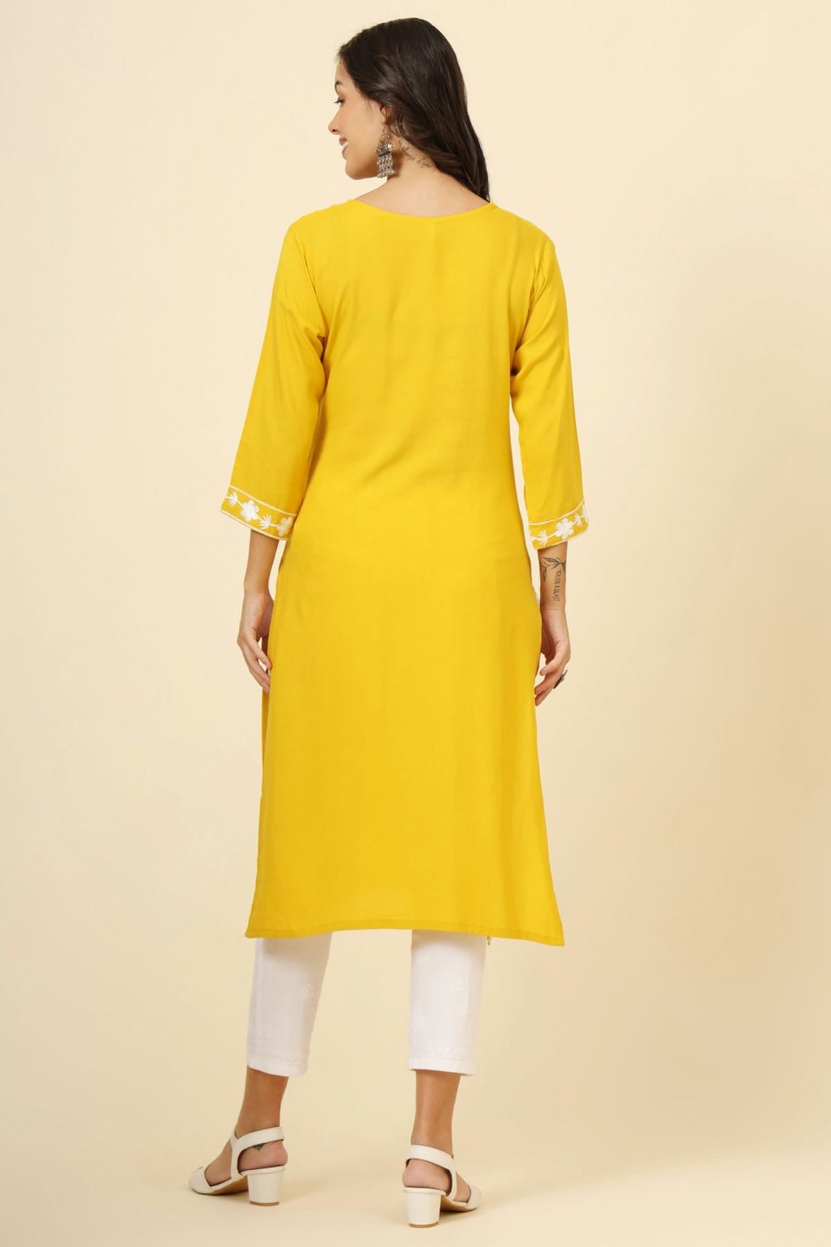 Yellow Colour Liva Rayon Kurti VSKR1111252