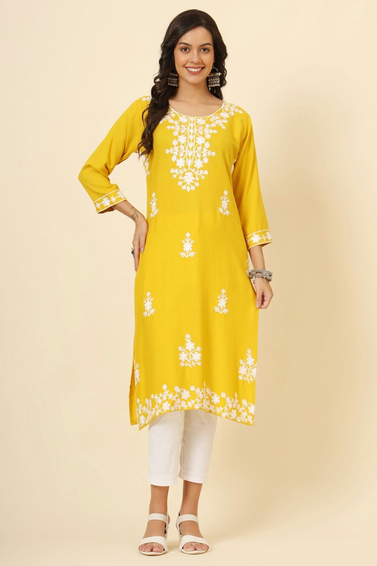 Yellow Colour Liva Rayon Kurti