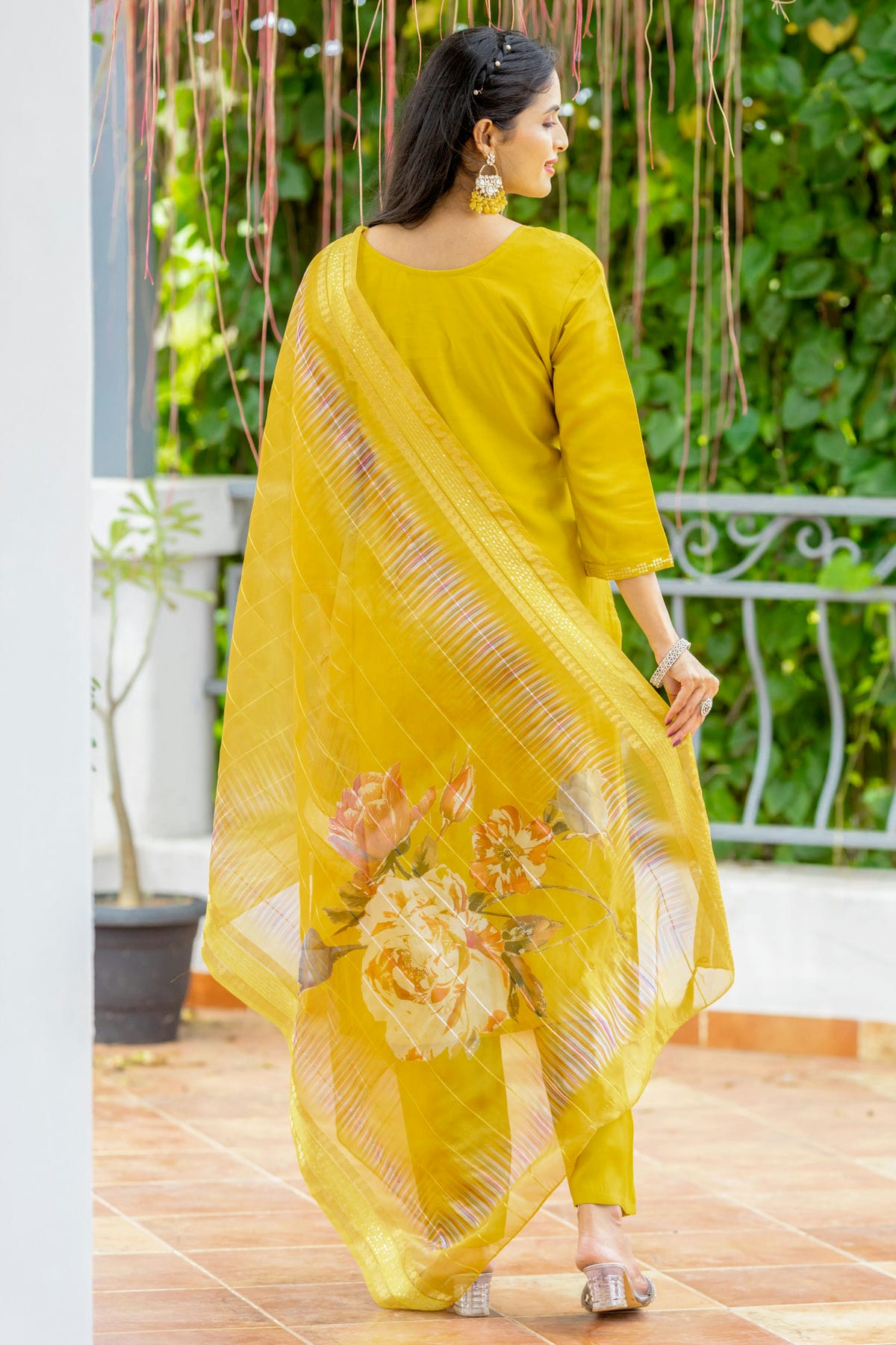 Yellow Colour Modal Silk Stitched Suit VSSS1112275