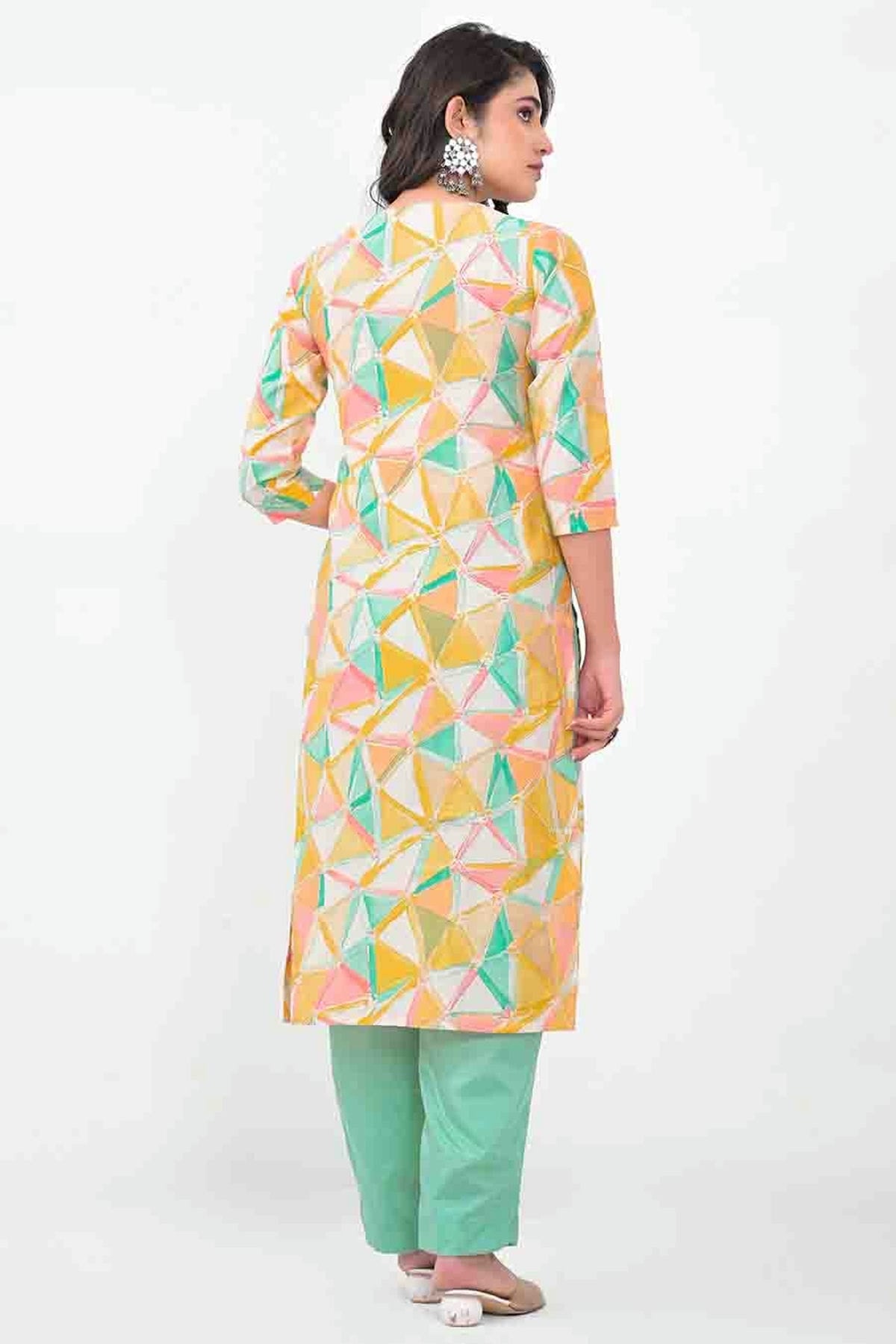 Yellow Colour Muslin Stitched Pant Style Suit VSSS1140727