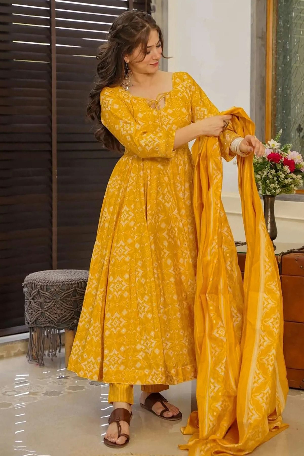 Yellow Colour Muslin Stitched Salwar Suit VSSS1111433