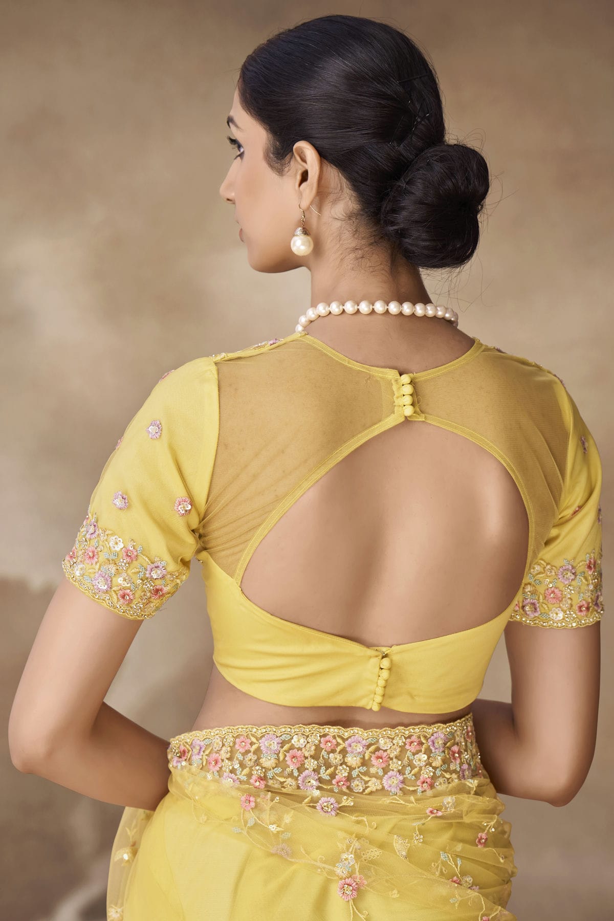 Yellow Colour Net Designer Saree