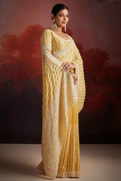 Yellow Colour Organza Designer Saree VSSD1080889