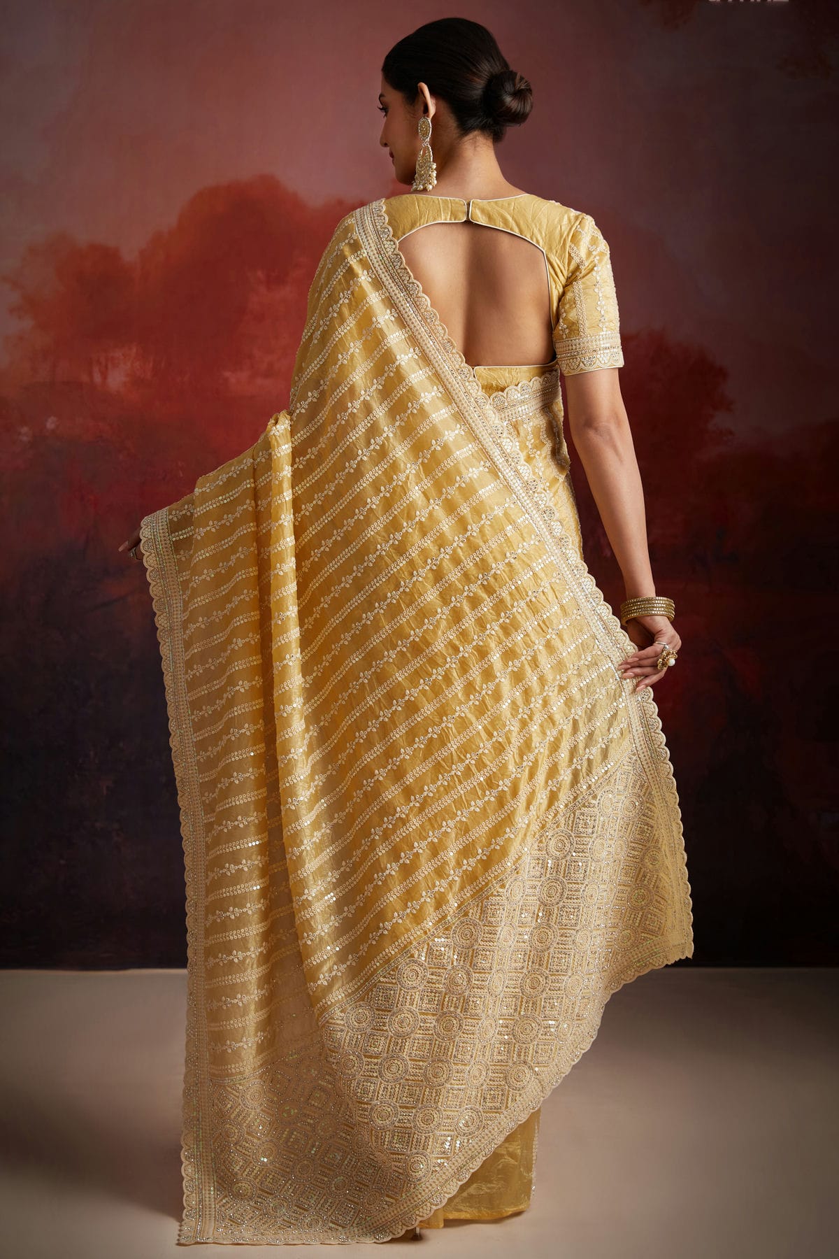 Yellow Colour Organza Designer Saree VSSD1080889