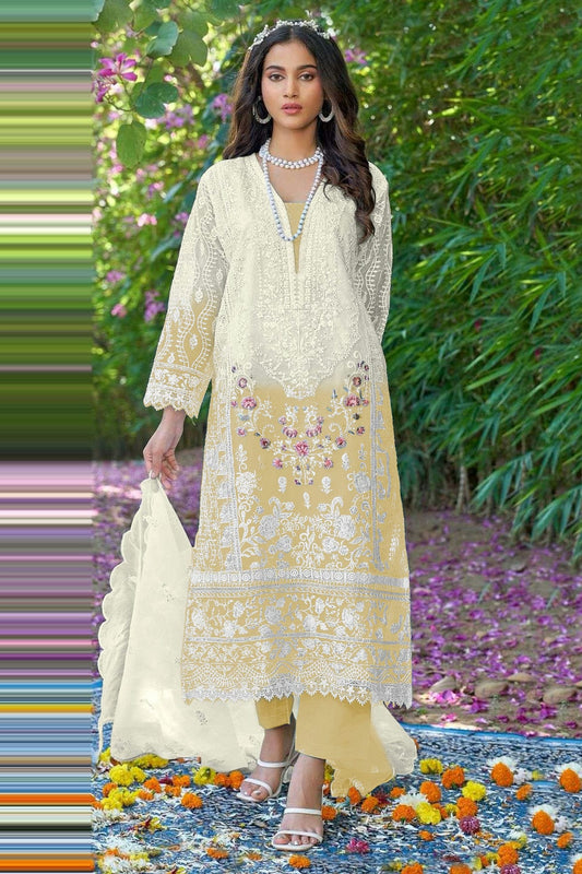 Yellow Colour Organza Pakistani Suit